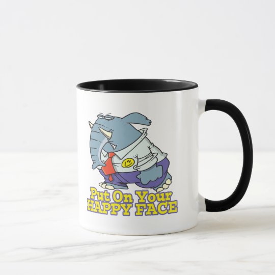 put on your happy face facade elephant mug