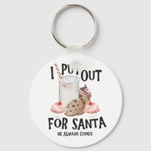 Put Out For Santa He Always Comes Funny Christmas Keychain