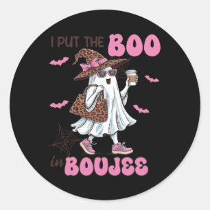Put The Boo In Boujee Halloween Cute Lady Ghost Gi Classic Round Sticker