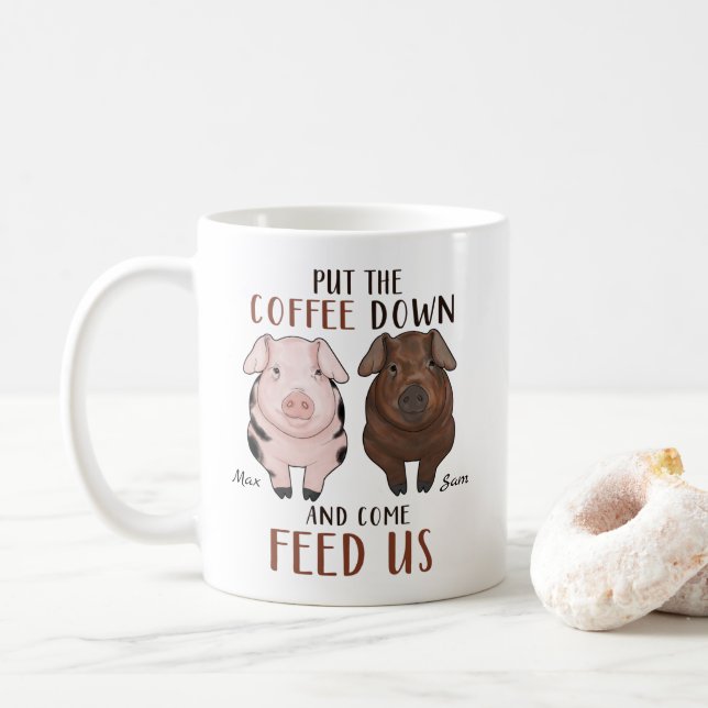 Put The Coffee - Pig -  Personalized Mug  (With Donut)