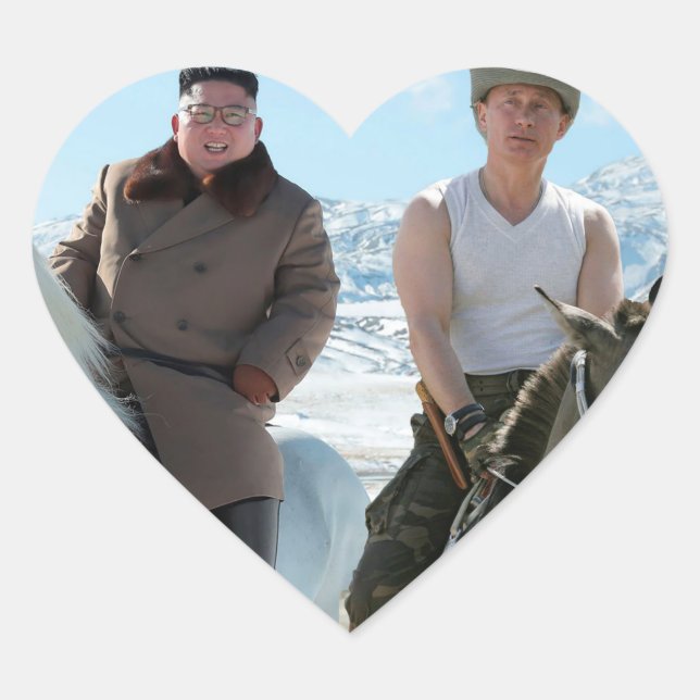 Putin & Dear Leader BFF Heart Sticker (Front)