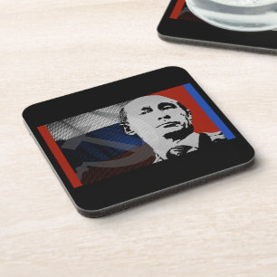 Putin with Russian Flag Coaster