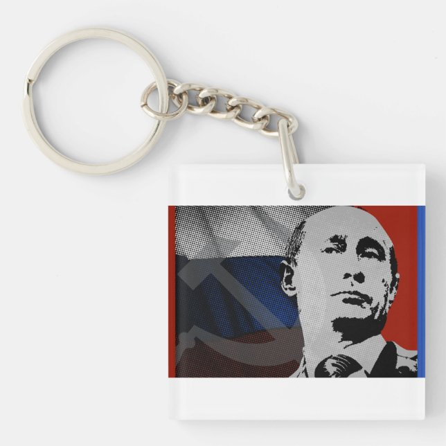 Putin with Russian Flag Keychain (Front)