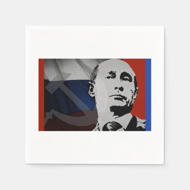 Putin with Russian Flag Napkin (Front)