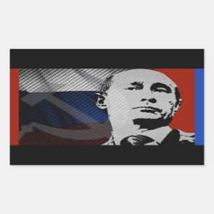 Putin with Russian Flag Sticker