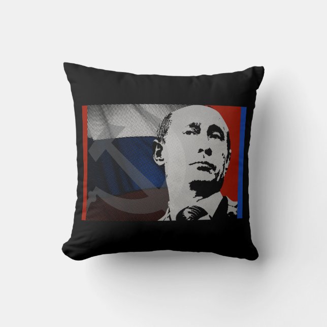 Putin with Russian Flag Throw Pillow (Front)