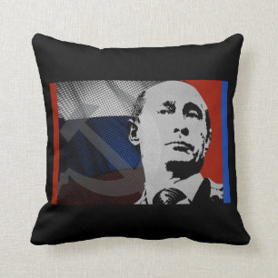 Putin with Russian Flag Throw Pillow