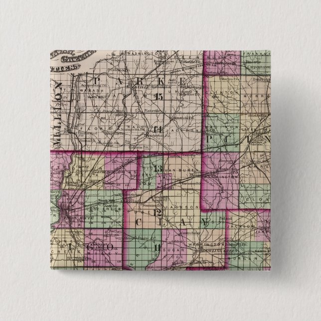 Putnam County and Vigo County 2 Inch Square Button (Front)