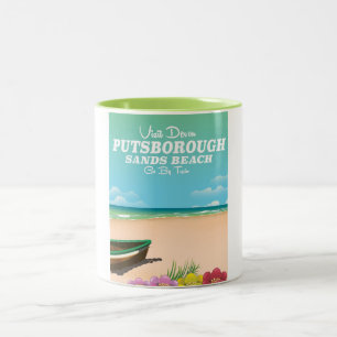 Putsborough Sands Beach Devon travel poster Two-Tone Coffee Mug