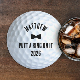 Putt a Ring on It Golf Bachelor Party Wedding Round Paper Coaster