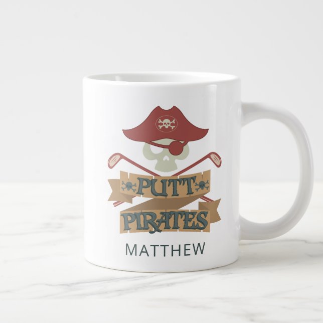 Putt Pirates Golfing Hobby Personalized Large Coffee Mug (Right)