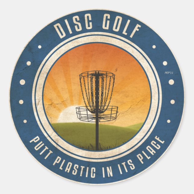 Putt Plastic In Its Place Classic Round Sticker (Front)