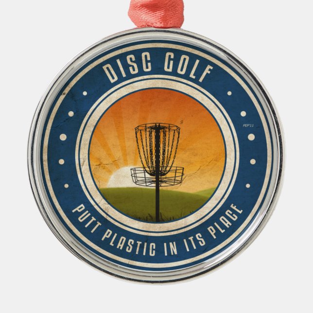 Putt Plastic In Its Place Metal Ornament (Front)