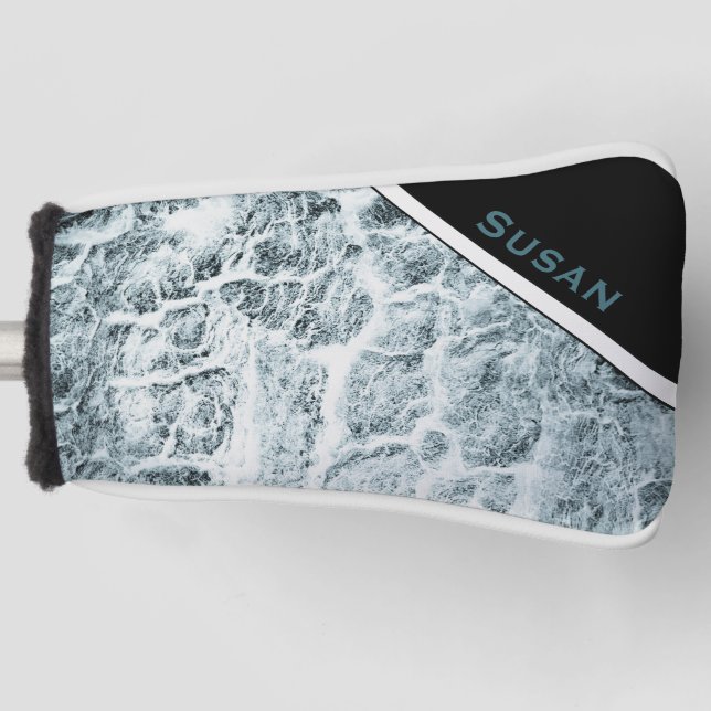 Putter Cover "Wood White-Turquoise"  (Front)