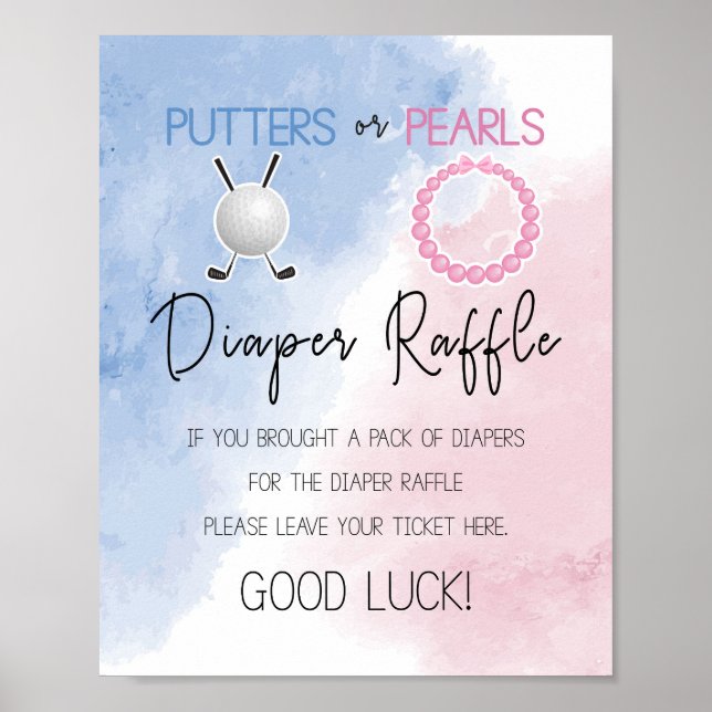 Putters or Pearls diaper raffle sign (Front)