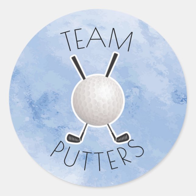 Putters or Pearls gender reveal party Classic Round Sticker (Front)