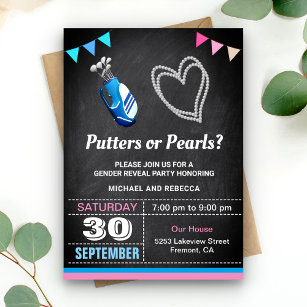 Putters or Pearls Gender Reveal Party Invitation