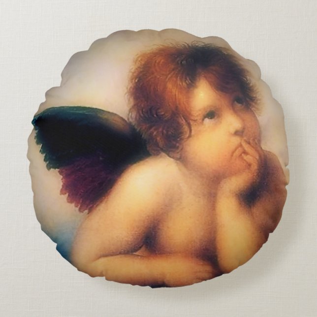 Putti Angel Round Pillow (Front)