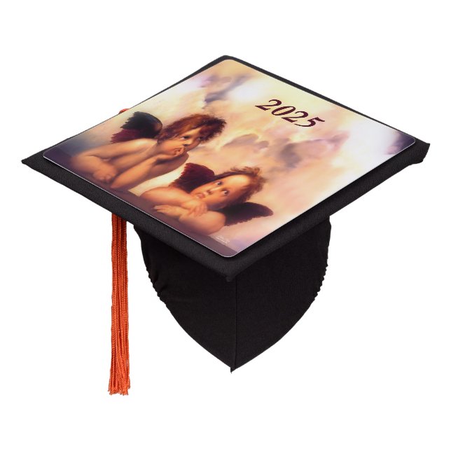 Putti Pair of Angels Classof 2025 Graduation Cap Topper (Angled)
