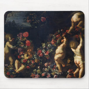 Putti Playing with Garlands of Flowers Mouse Pad