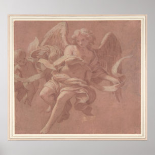 Putto and Angel Holding a Banderole Poster