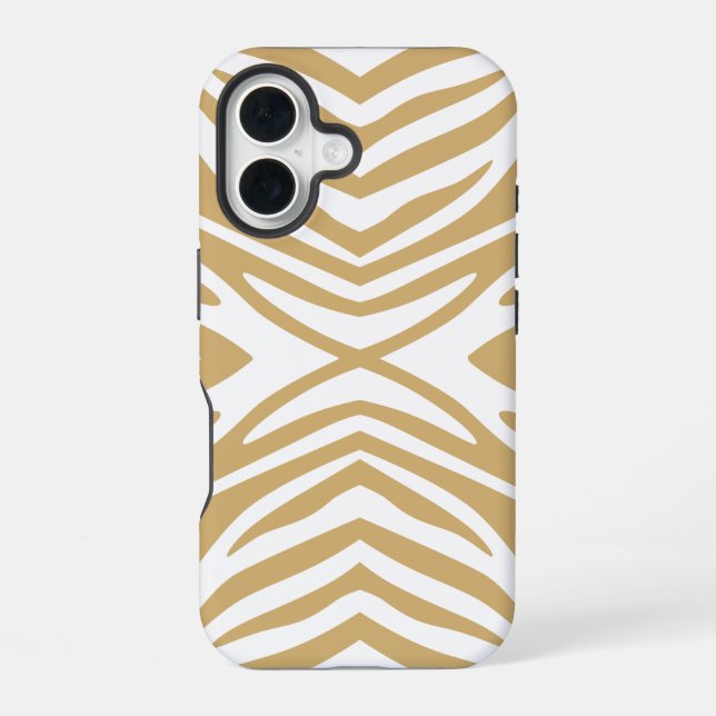 Putty Neutral Zebra iPhone 16 Case (Back)