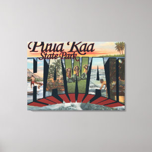 Puua Kaa State Park, Hawaii - Large Letter Scene Canvas Print
