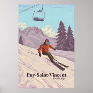 Puy Saint Vincent Ski Resort Travel Poster