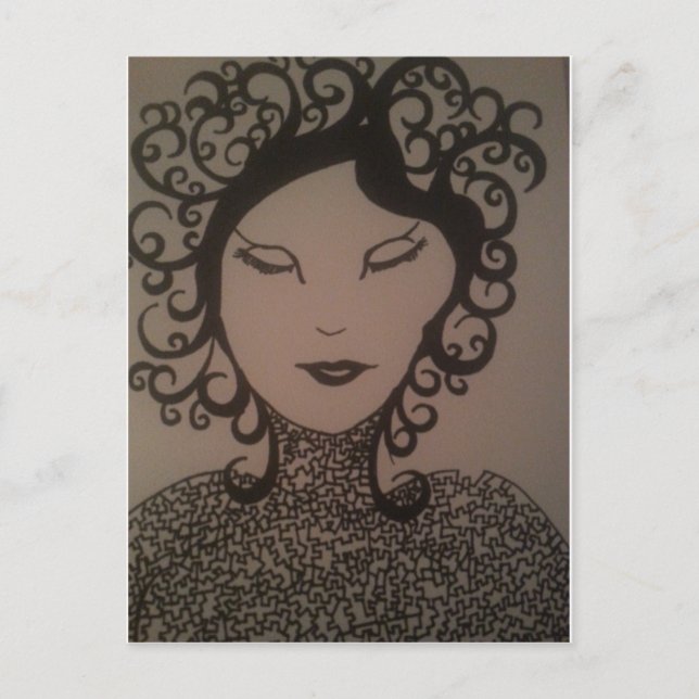 puzzeled woman postcard (Front)