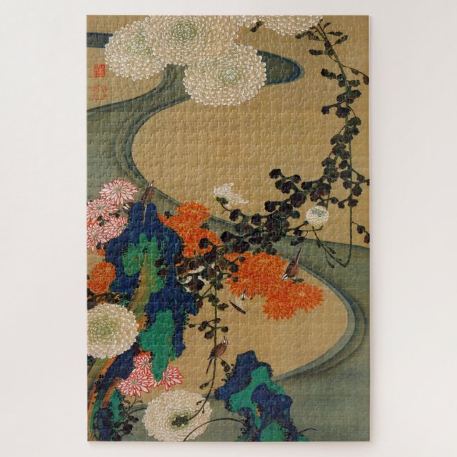 PUZZLE 動 植 綵 絵(29) 菊 花 流 ,   (Vertical)