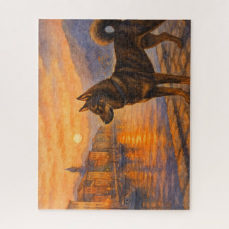 Puzzle 四国犬と港町の夕景 / Shikoku Dog and Sunset Harbor