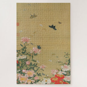 Puzzle 芍 薬 群 図, 若 Fleur et Papillon 冲, Jakuchu