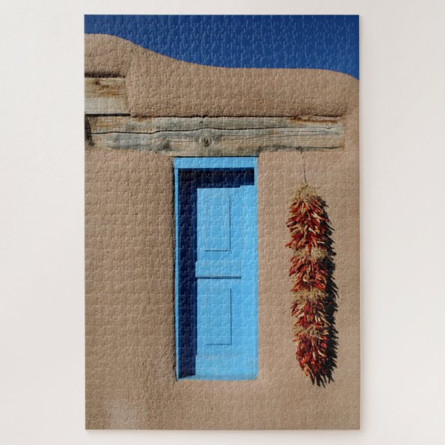 Puzzle 1000 pièces Vitre Adobe Bleu de Taos (Vertical)
