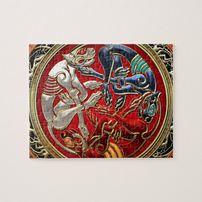 Puzzle [100] Trésors celtiques - Trois Chiens sur l'or (Horizontal)