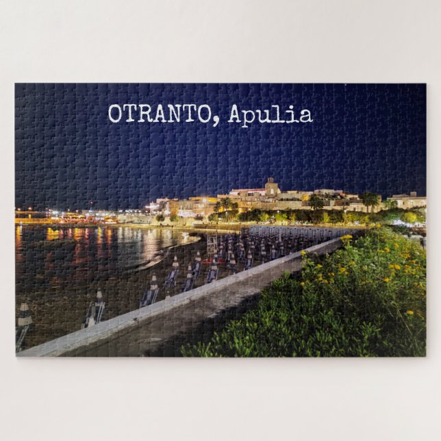 Puzzle 1014 pièces Otranto personnalisé par nuit, Pouille (Horizontal)