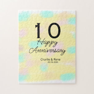Puzzle 10 ans anniversaire de mariage jaune pastel nom ré