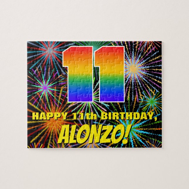 Puzzle 11e anniversaire : Feu d'artifice festif amusant e (Horizontal)