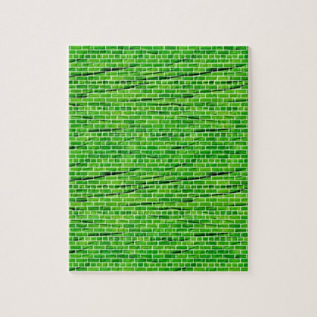 PUZZLE 121 WRINKLED BRIGHT GREEN BRICK WALL PATTERNS BACK (Vertical)