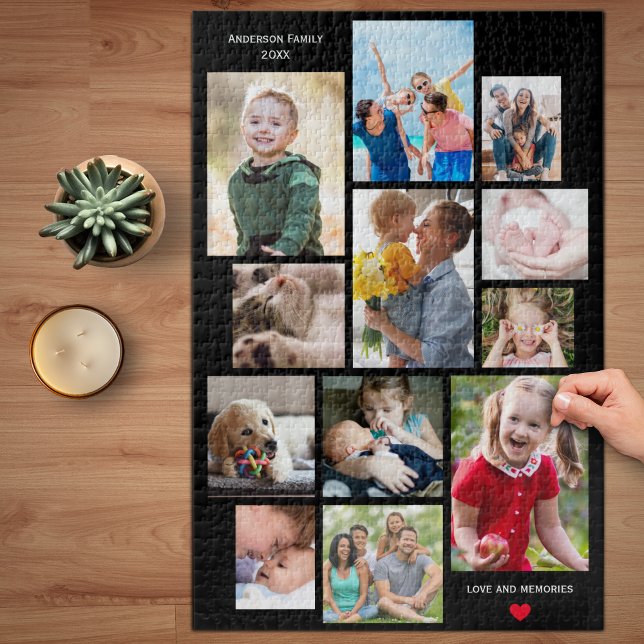 Puzzle 12 Photo Collage de mémoire de famille avec coeur  (Créateur téléchargé)