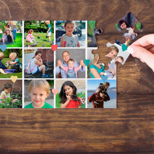 Puzzle 12 photo-collage LOVE for BEST MOM red script