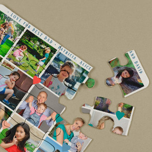 Puzzle 12 photo collage LOVE pour BEST DAD navy script