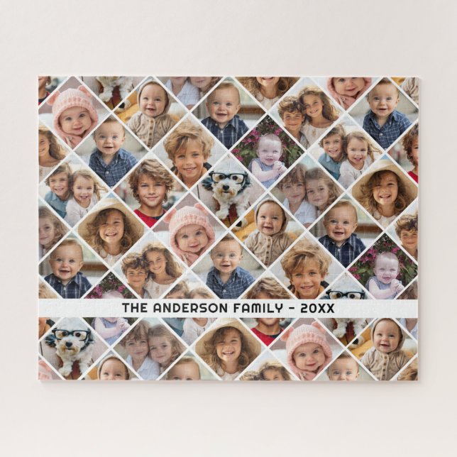 Puzzle 12 Photo Collage Modern Diamond Layout Black (Horizontal)