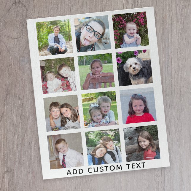 Puzzle 12 Photo Instagram Collage - blanc avec type noir (12 photo personalized puzzle)