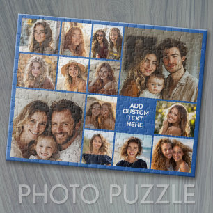 Puzzle 13 Grille de collage de photos Fond bleu Texte bla