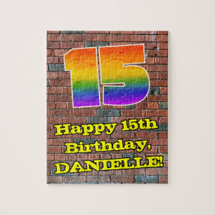 Puzzle 15e anniversaire : Arc-en-ciel amusant inspiré par