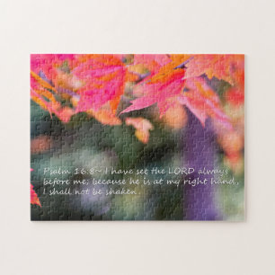 Puzzle 16:8 de psaume sur le feuille d'automne