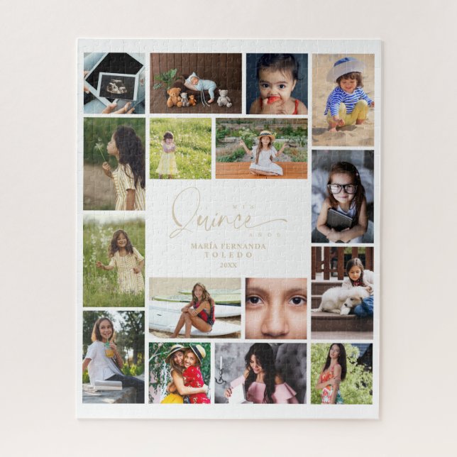 Puzzle 16 Photos Collage Chronologie Vie Quinceañera (Vertical)