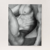 Puzzle 16 x 20 Hand Drawn Art Male-nude Drawing