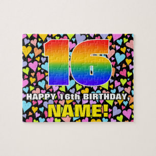Puzzle 16e anniversaire — Formes de coeur amusantes et ai