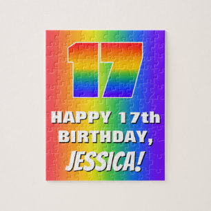 Puzzle 17e anniversaire : coloré, amusant Motif arc-en-ci